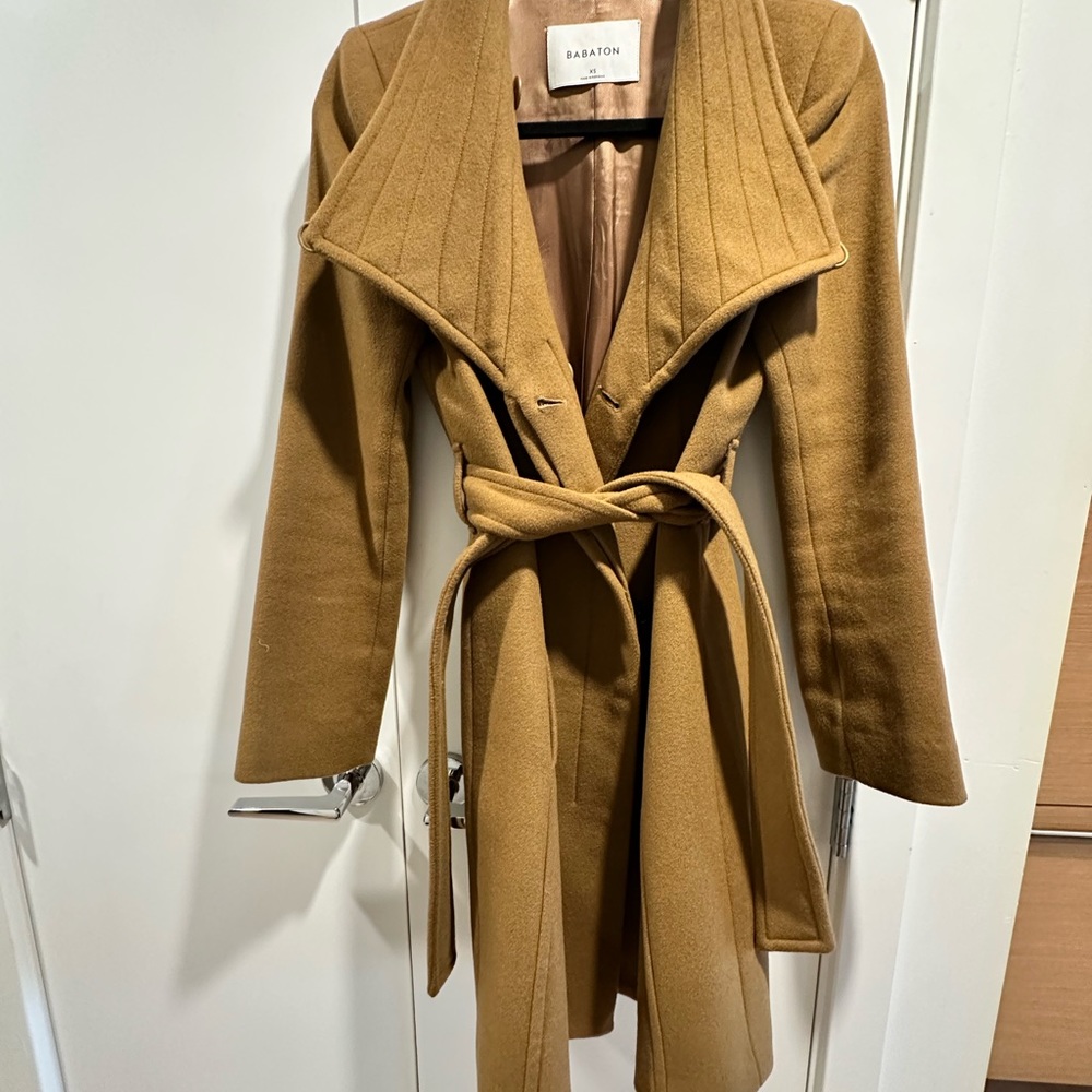 Aritzia Babaton Connor Wool Coat Size XS Tan Colour - Picture 11 of 13